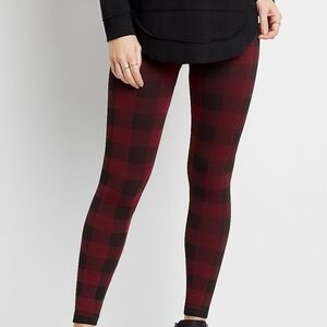 Maurices Red and Black Checkered Leggings
